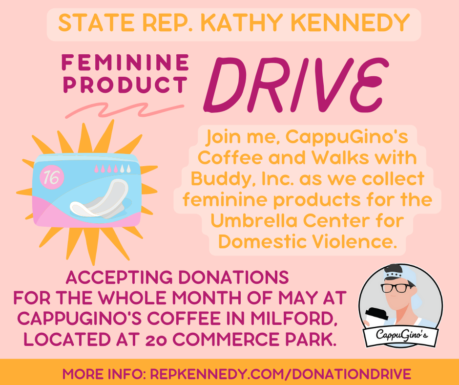 State Rep. Kennedy May Feminine Product Donation Drive