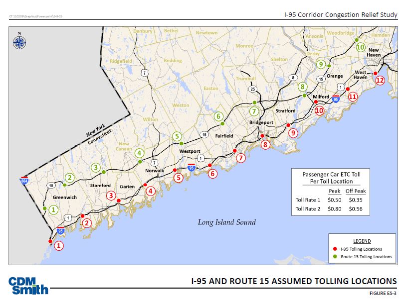 CT DOT Proposed Tolling Locations Throughout Connecticut